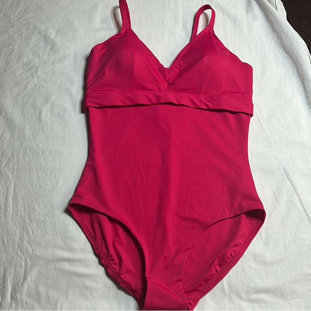 SPANX Hot Pink V-Neck One-Piece Swimsuit